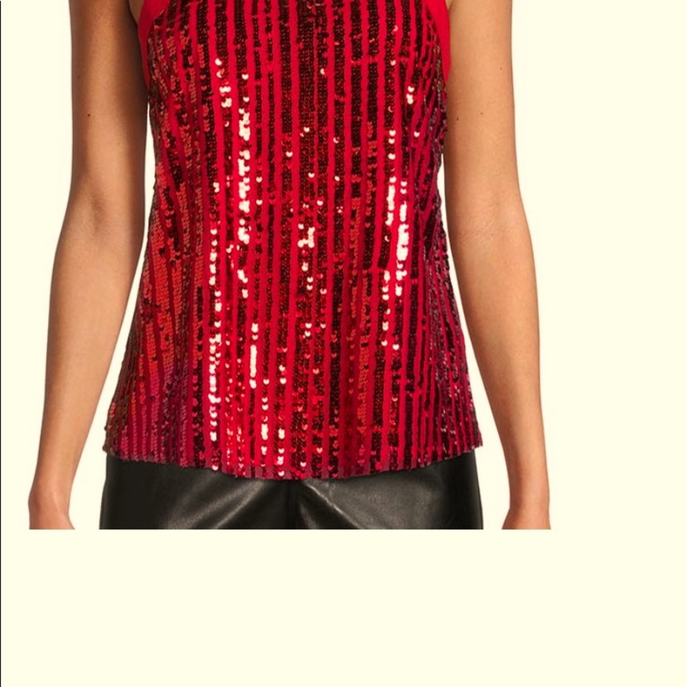 CRANBERRY RED Sequined Sleeveless Tank Top by No Boundaries